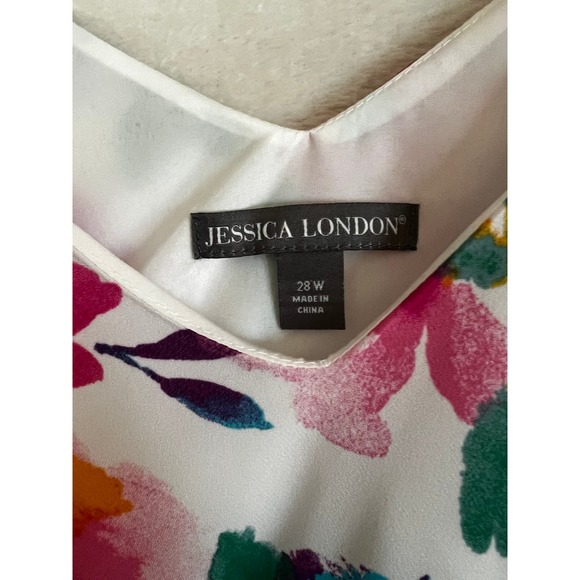 Jessica London Sleeveless V Neck Midi Length Floral Print Dress SZ 28W - Picture 3 of 11
